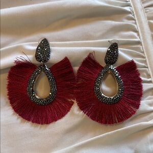 Elegant Red Fringe Earrings